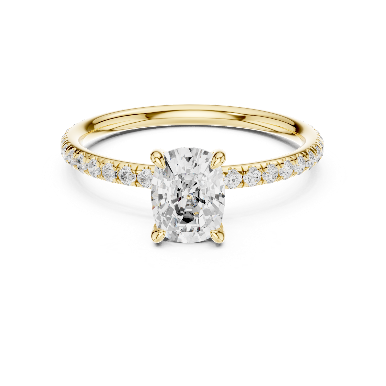 Gold Jewelry, Cushion center stone, Yellow Gold, view 4