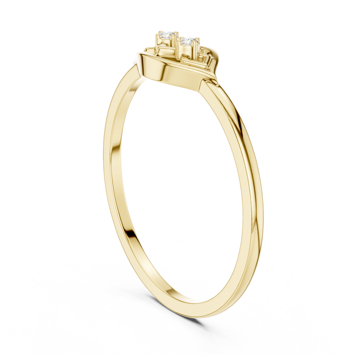 14K Solid Gold Lab Diamond Evil Eye Vintage Ring, Yellow Gold, view 1