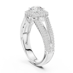 14K Solid Gold Lab Diamond Halo Ring, White Gold, view 1
