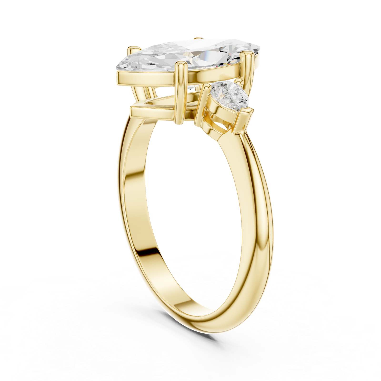 Gold Jewelry L35-66, Marquise center stone, Yellow Gold, view 1