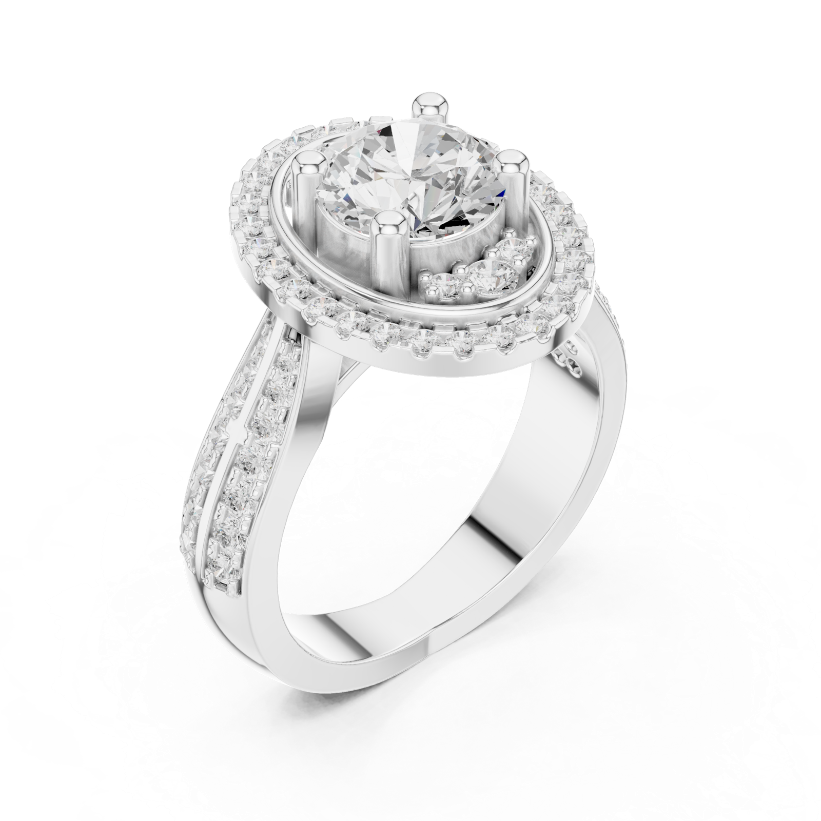 Gold Ring DDLR-401, White Gold, view 2