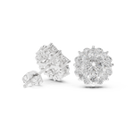 14K Solid Gold Lab Diamond Flower Cluster Earrings, White Gold, view 1