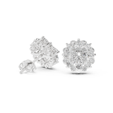 14K Solid Gold Lab Diamond Flower Cluster Earrings, White Gold, view 1