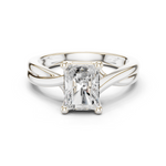 Gold Twisted Band Solitaire Engagement Ring, Radiant center stone, White Gold