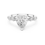 Gold Ring DDLR-168, Pear center stone, White Gold, view 4