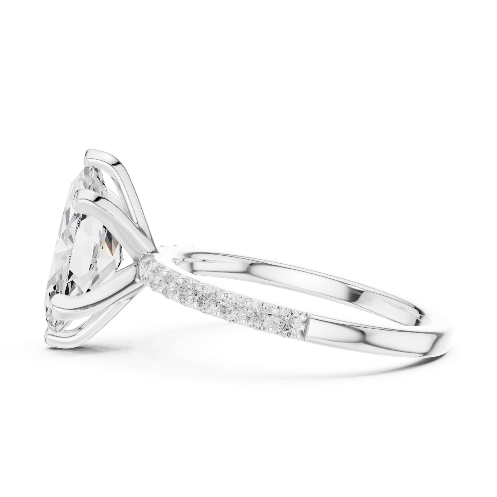 Gold Ring DDLR-040, Marquise center stone, White Gold, view 3