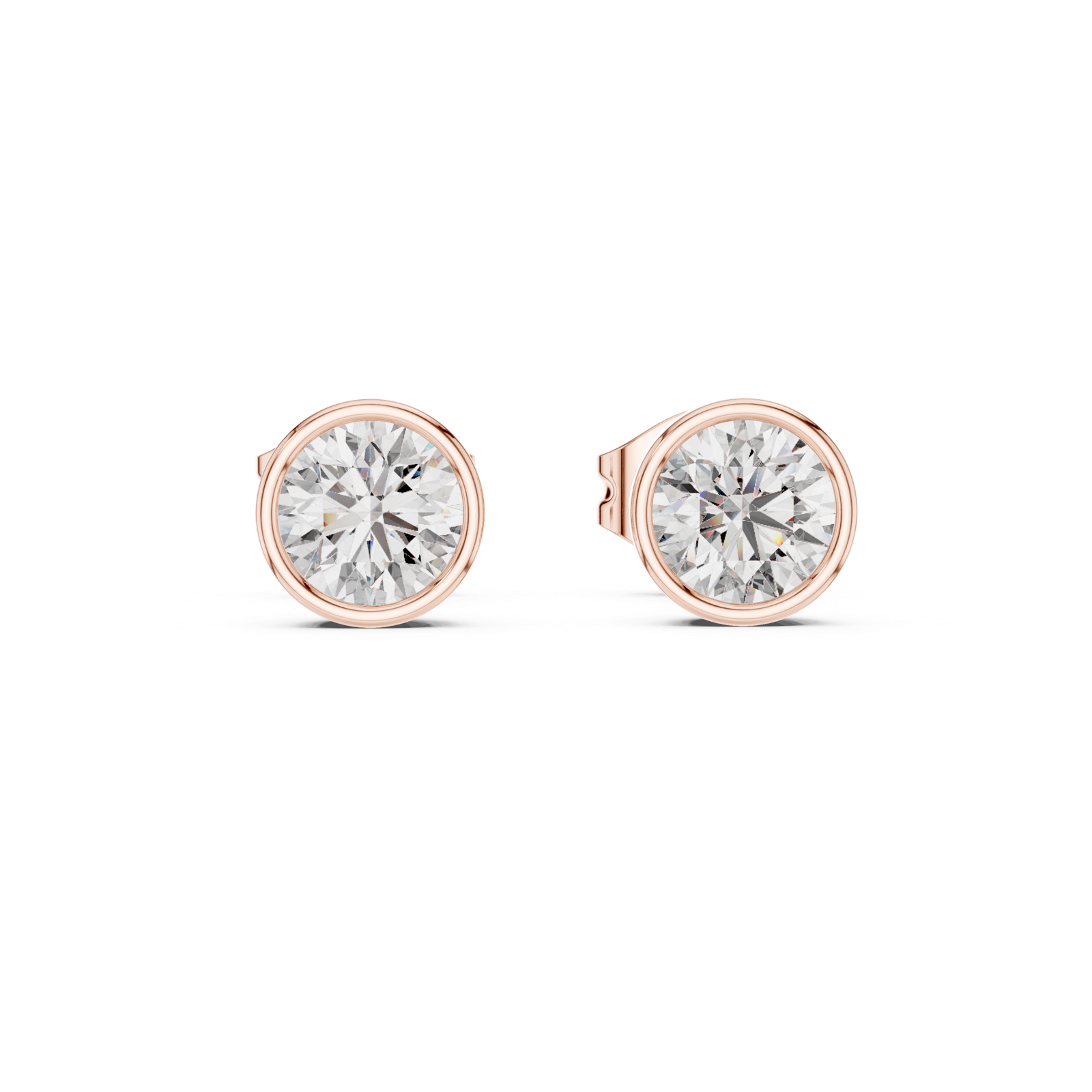 14K Solid Gold Lab Diamond Stud Earrings, Rose Gold