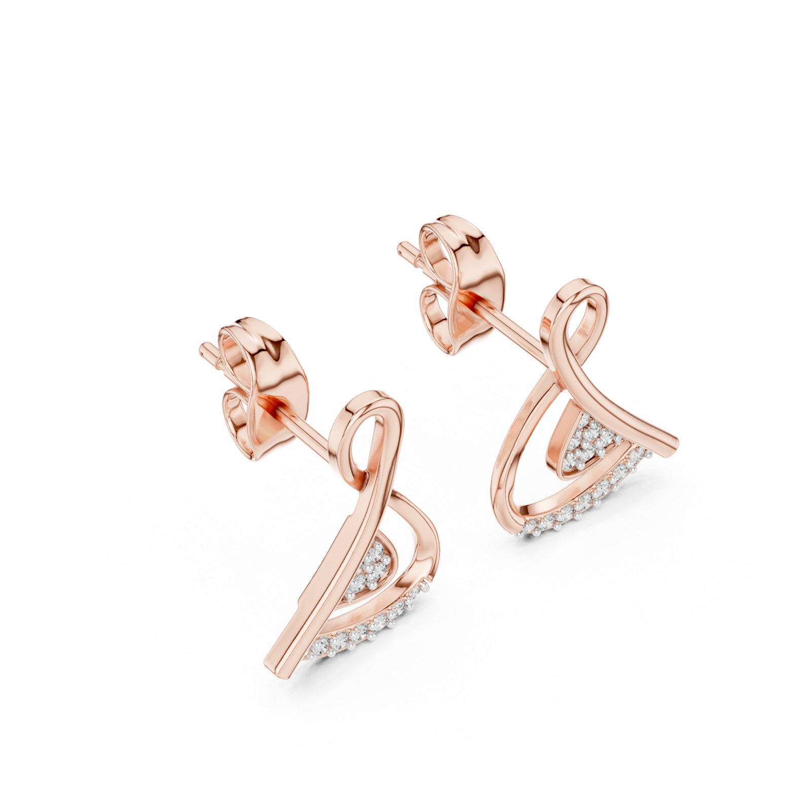 Gold Earrings 12-10028@E, Rose Gold, view 2