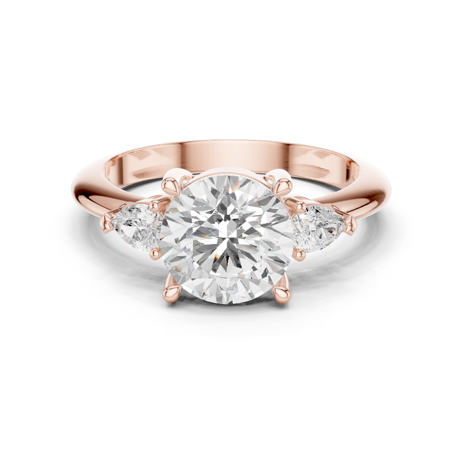 Gold Jewelry L35-66, Round center stone, Rose Gold