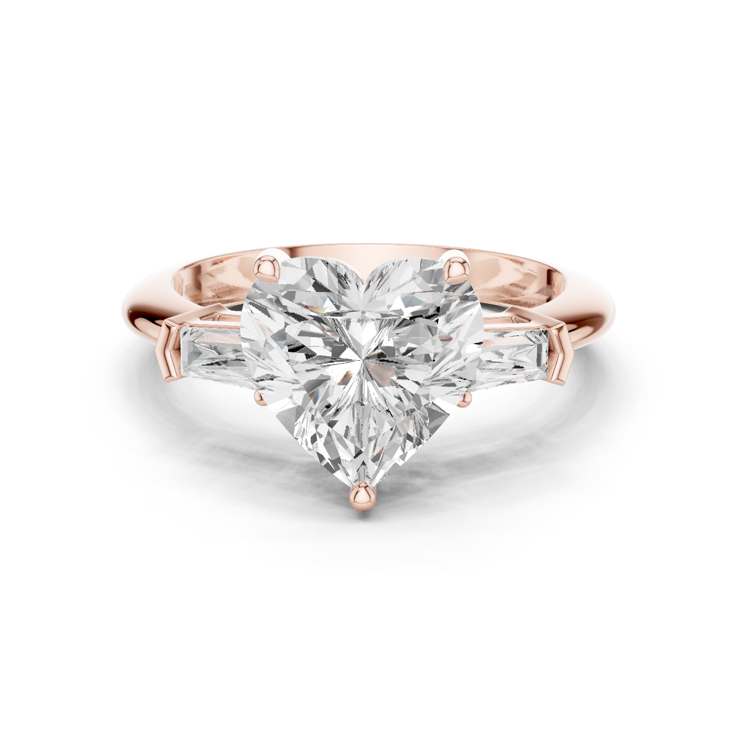 Gold Jewelry L35-67, Heart center stone, Rose Gold