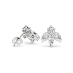 14K Solid Gold Lab Diamond Flower Cluster Earrings, White Gold, view 1