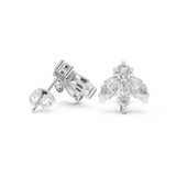 14K Solid Gold Lab Diamond Flower Cluster Earrings, White Gold, view 1