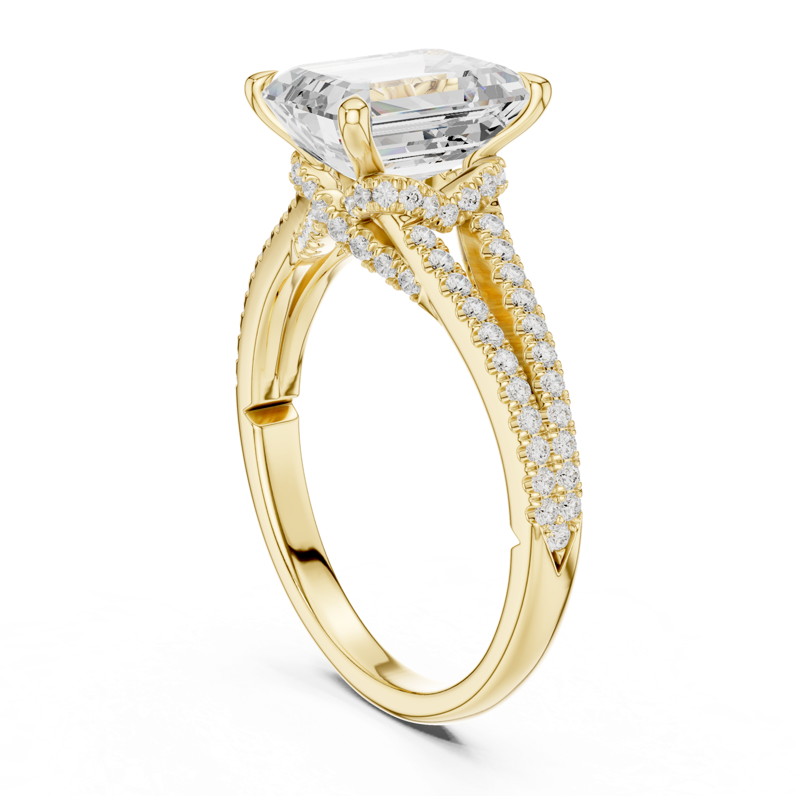 Gold Ring DDLR-252, Emerald center stone, Yellow Gold, view 1