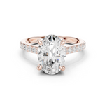 Gold Ring DDLR-250, Oval center stone, Rose Gold