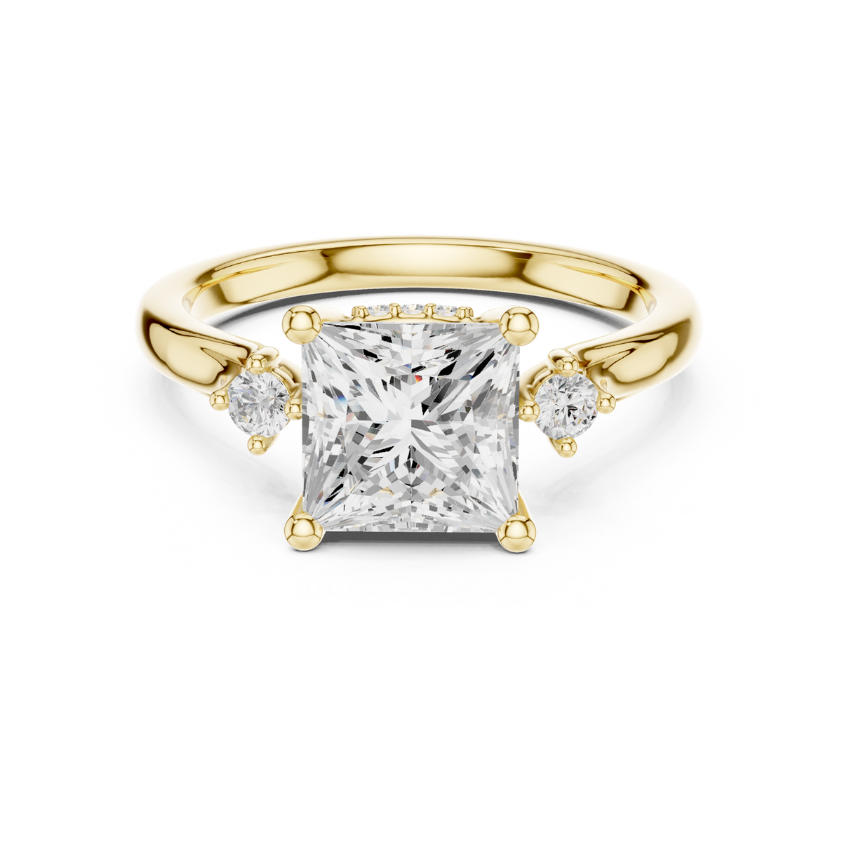 14K Solid Gold Lab Diamond Solitaire Ring, Yellow Gold