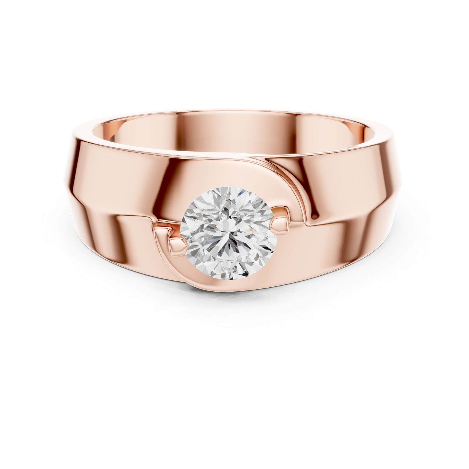 14K Solid Gold Lab Diamond Solitaire Ring, Rose Gold, view 4