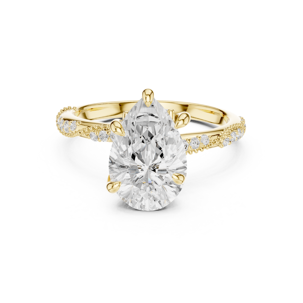 14K Solid Gold Lab Diamond Solitaire Ring, Yellow Gold