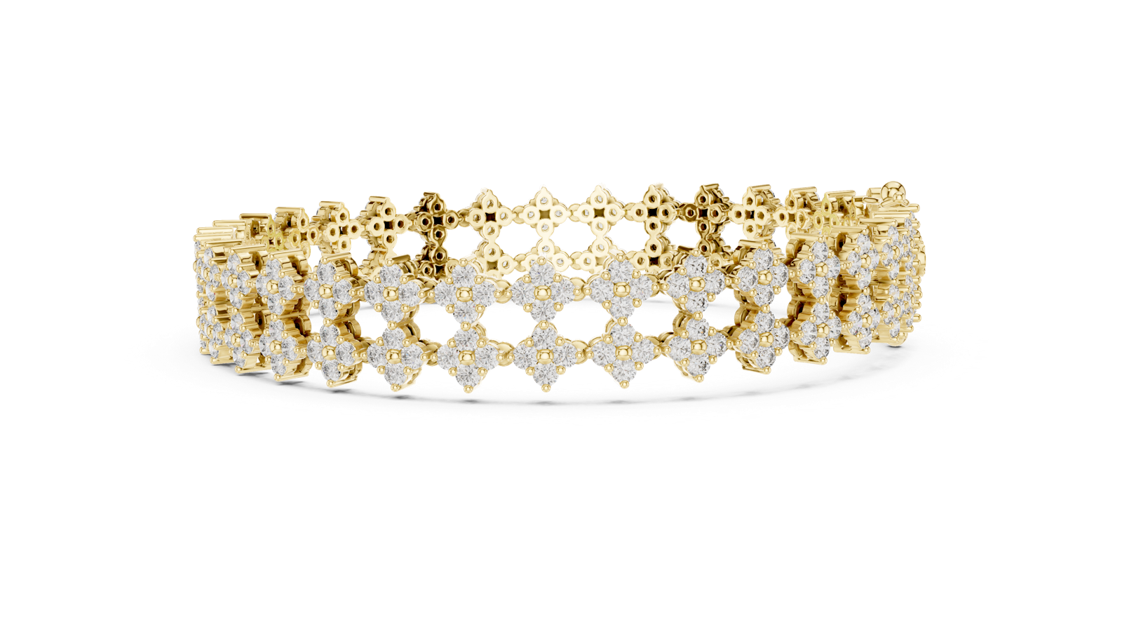 14K Solid Gold Lab Diamond Bracelet, Yellow Gold, view 3