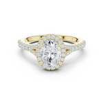 Gold Ring DDLR-043, Oval center stone, Yellow Gold