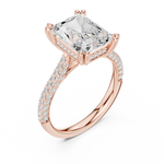 Gold Ring DDLR-260, Radiant center stone, Rose Gold, view 2