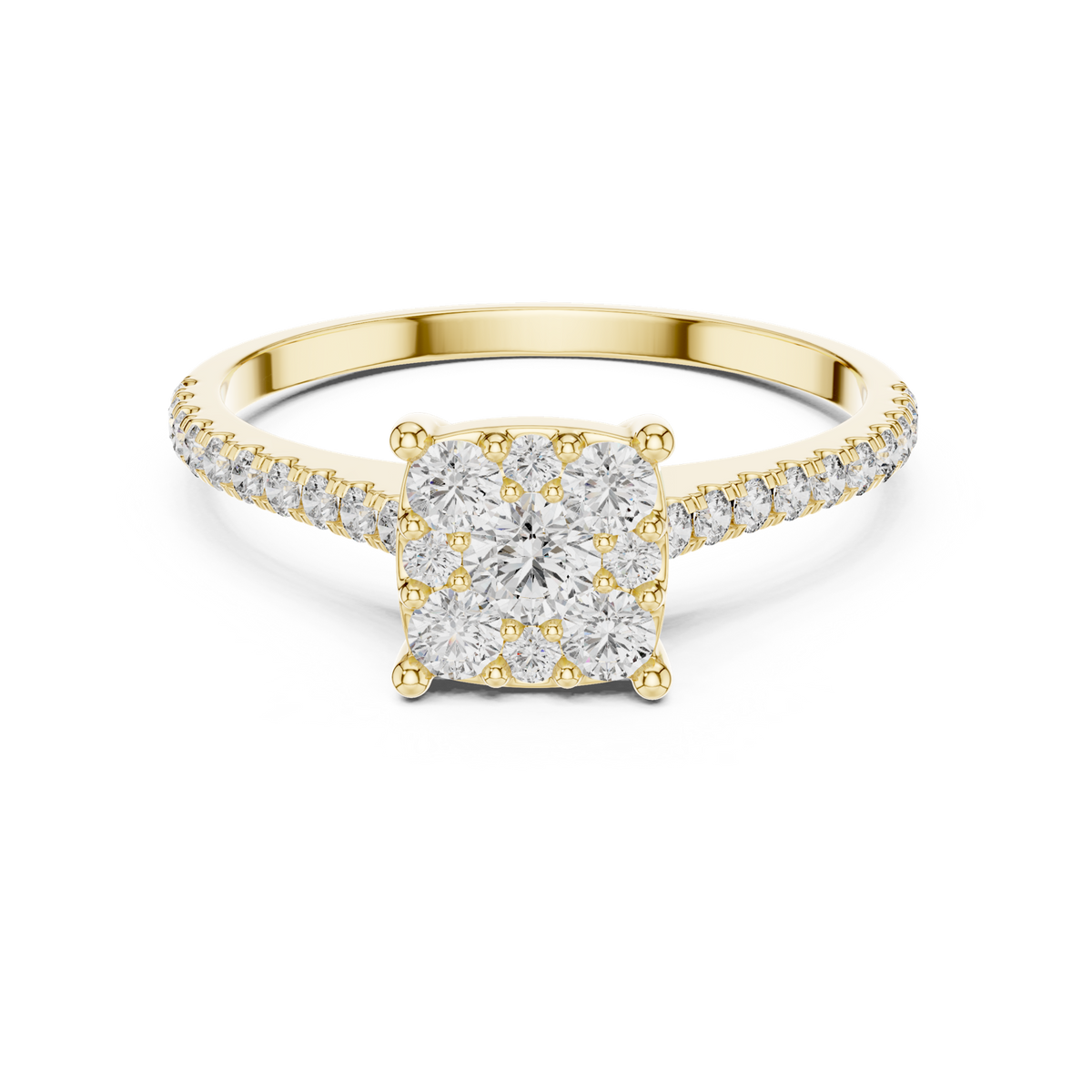 14K Solid Gold Lab Diamond Solitaire Ring, Yellow Gold