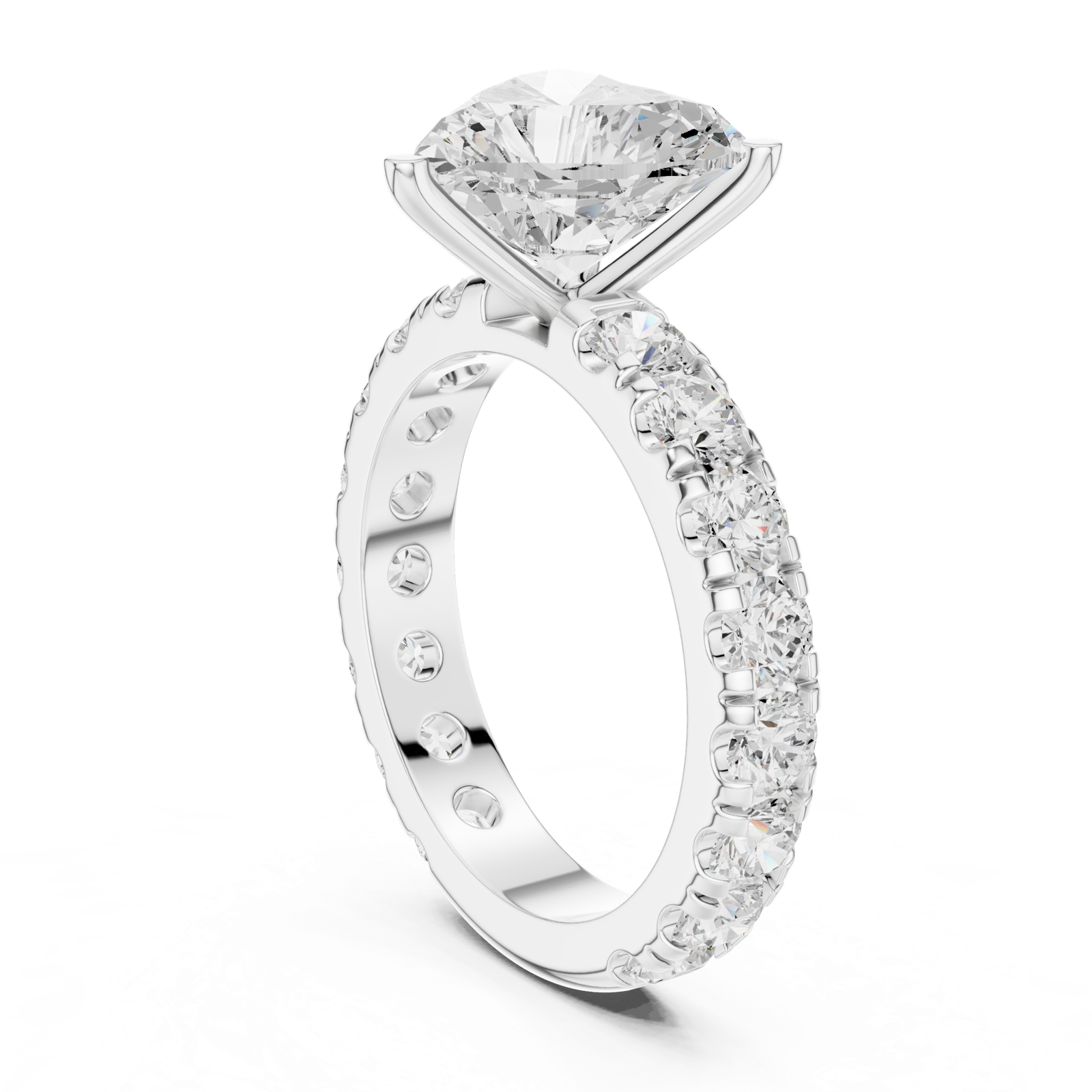 Gold Jewelry L35-63, Heart center stone, White Gold, view 1
