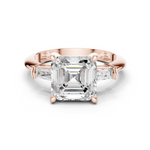 Gold Jewelry, Asscher center stone, Rose Gold
