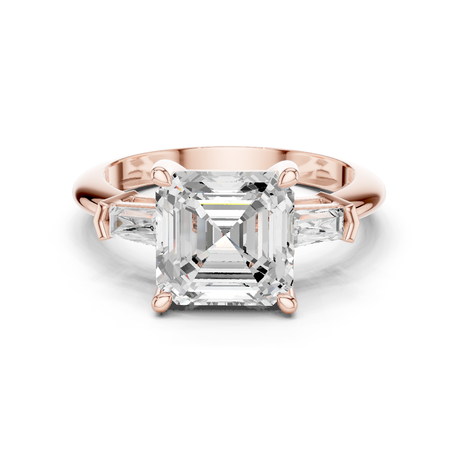 Gold Jewelry, Asscher center stone, Rose Gold