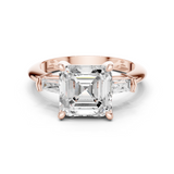 Gold Jewelry, Asscher center stone, Rose Gold