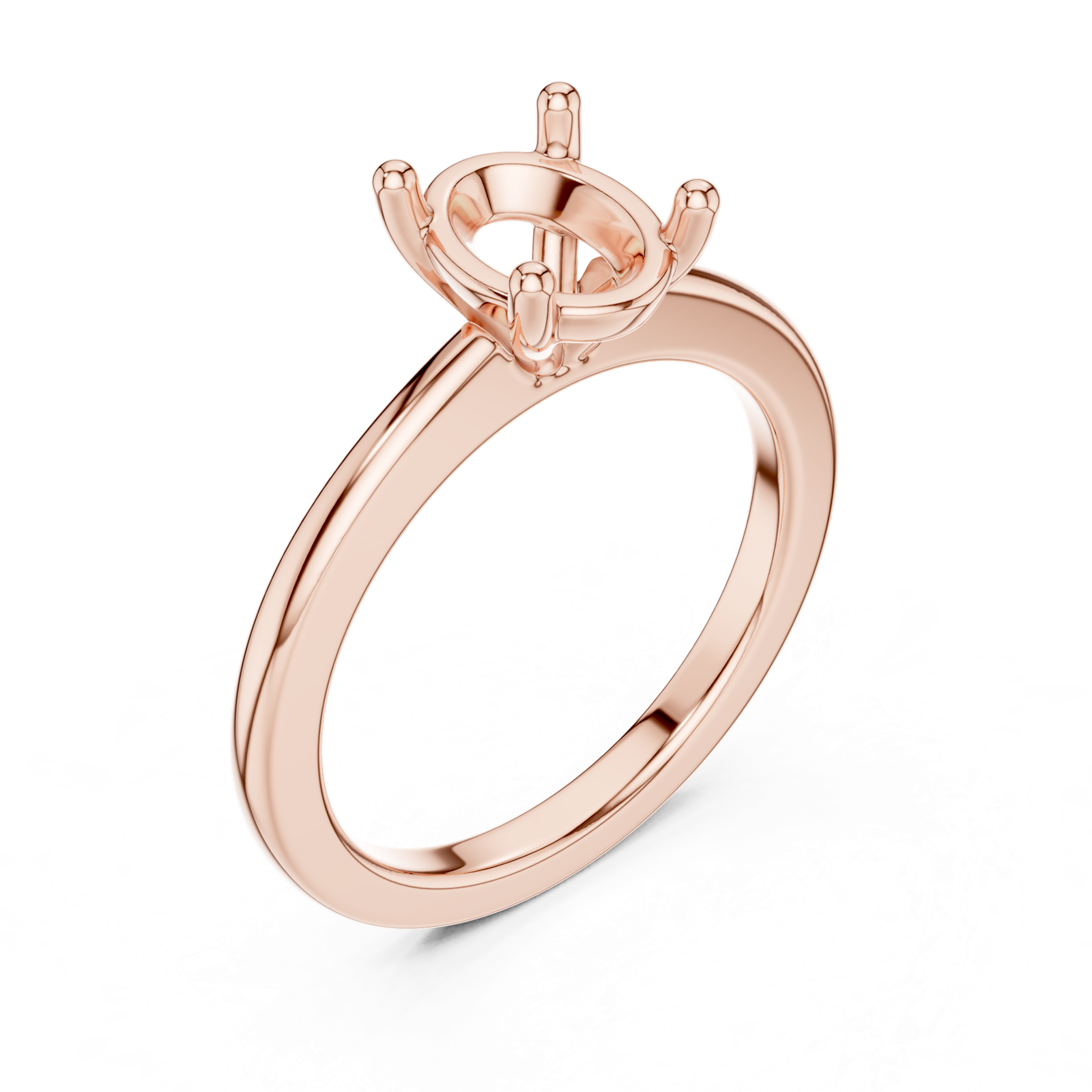 Gold Ring DDLR-032, Oval center stone, Rose Gold, view 2