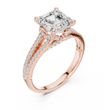 Gold Ring DDLR-252, Asscher center stone, Rose Gold, view 2