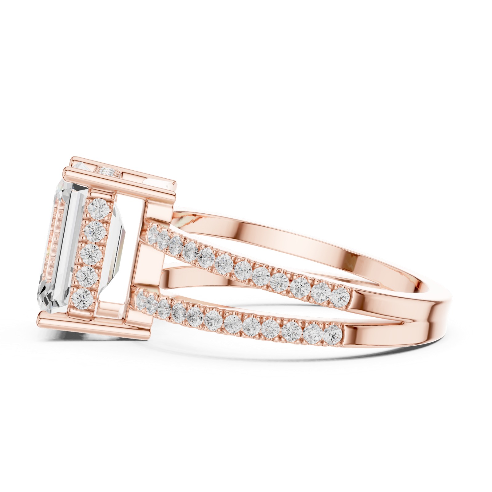 Gold Jewelry, Emerald center stone, Rose Gold, view 3