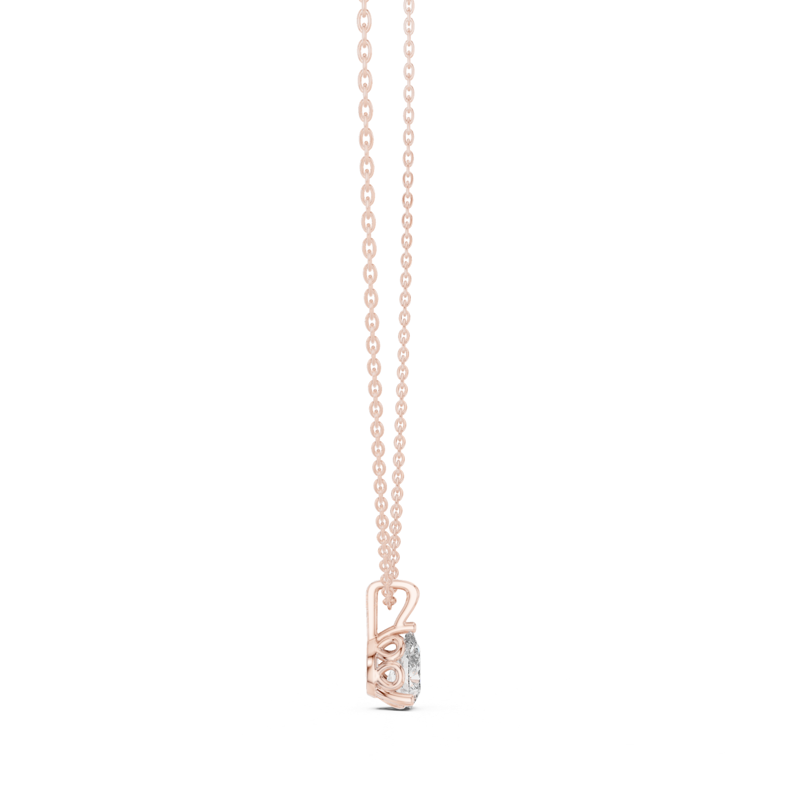 14K Solid Gold Lab Diamond Solitaire Pendant Necklace, Rose Gold, view 3