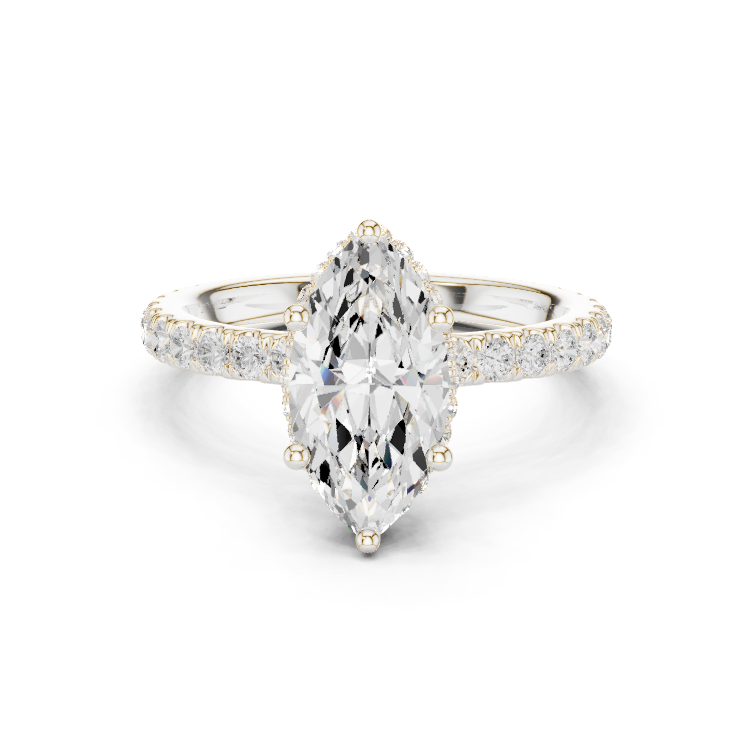 Gold Ring DDLR-165, Marquise center stone, White Gold