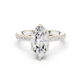 Gold Ring DDLR-165, Marquise center stone, White Gold