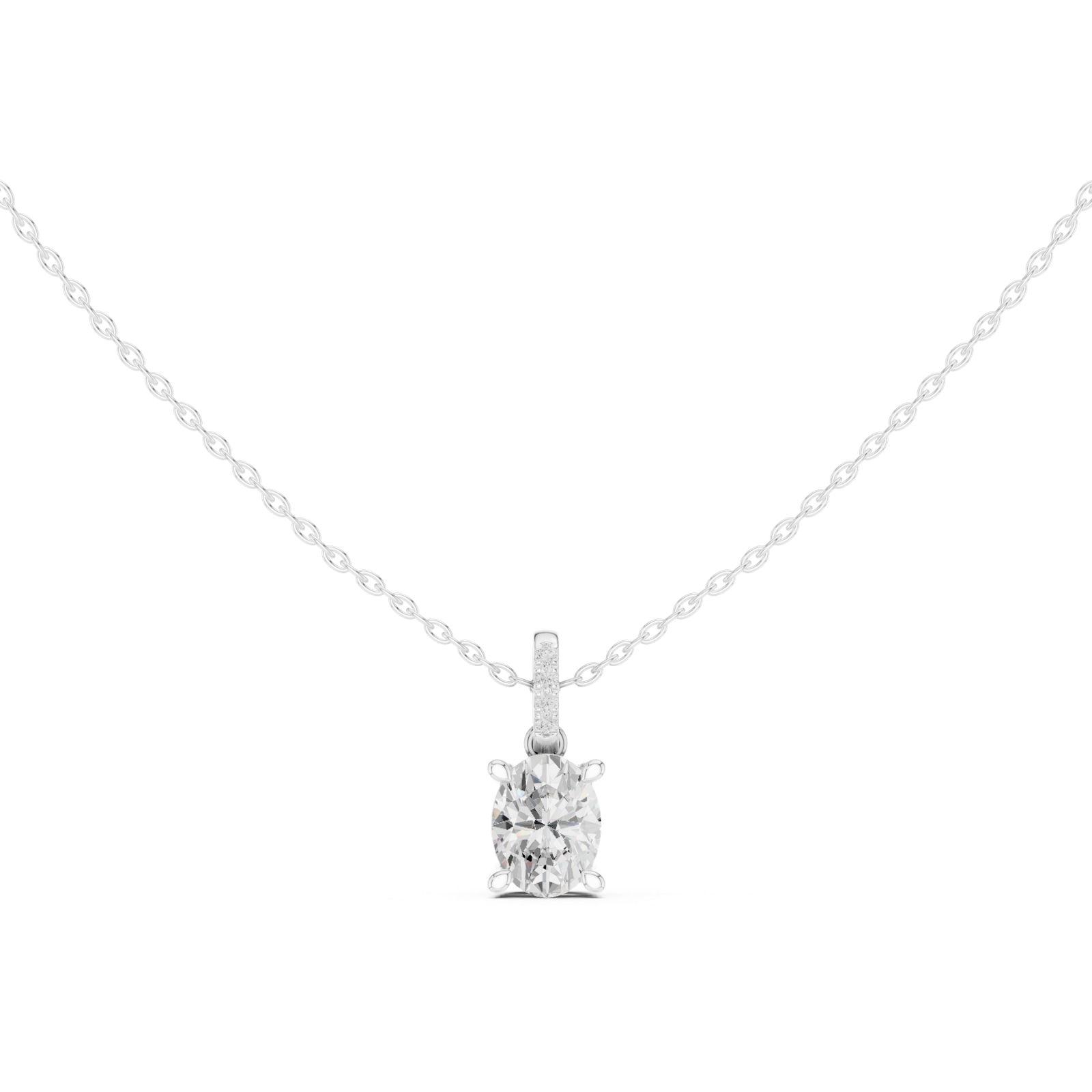 Gold Jewelry DDPO-009, Oval center stone, White Gold, view 4