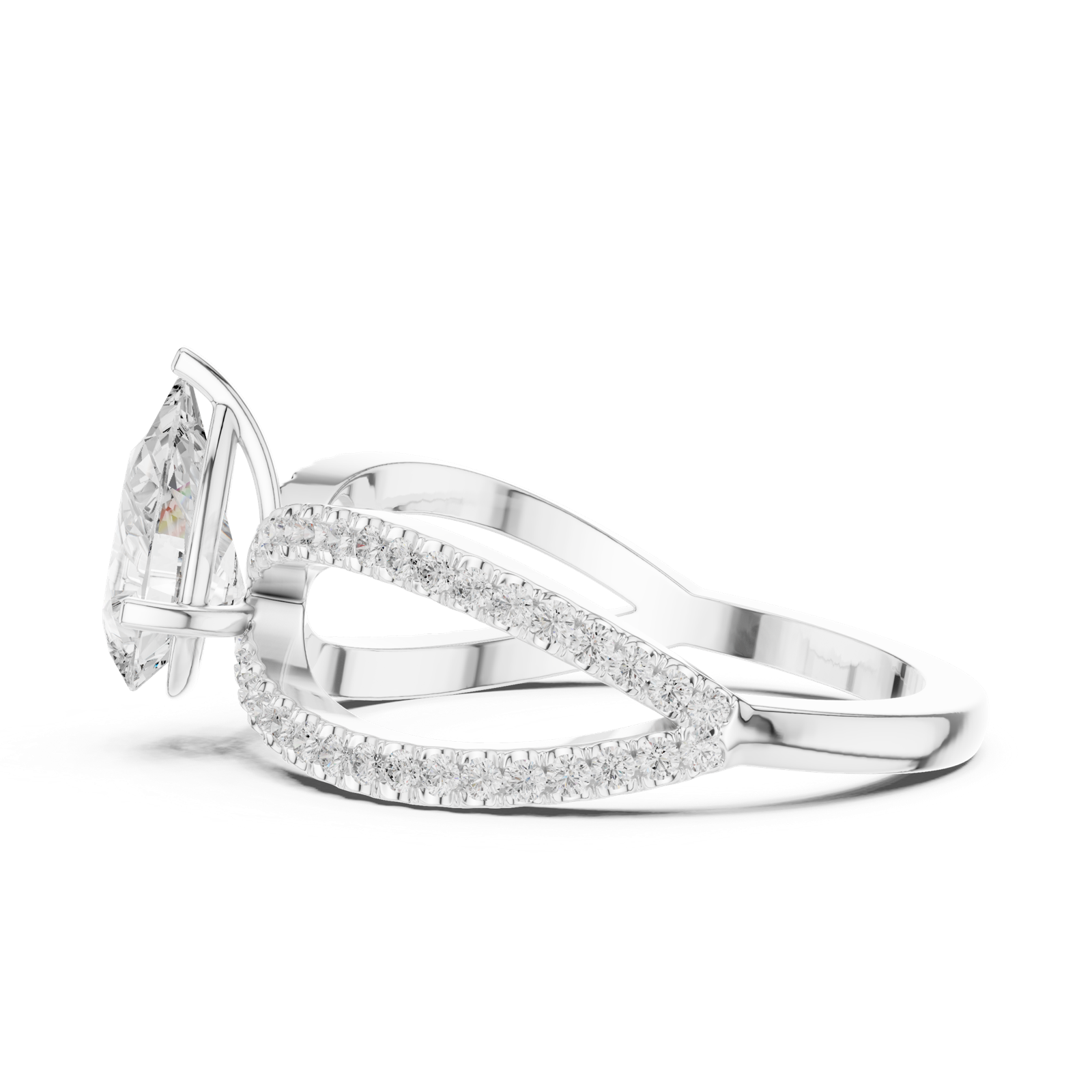 Gold Ring DDLR-1092, White Gold, view 3