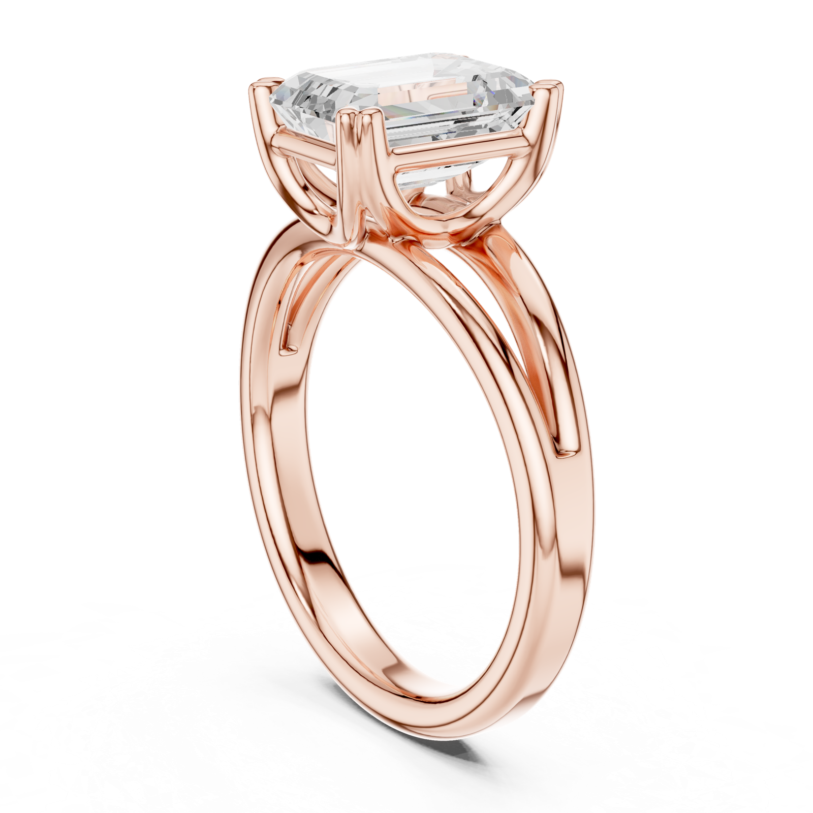 Gold Jewelry L36-7, Emerald center stone, Rose Gold, view 1