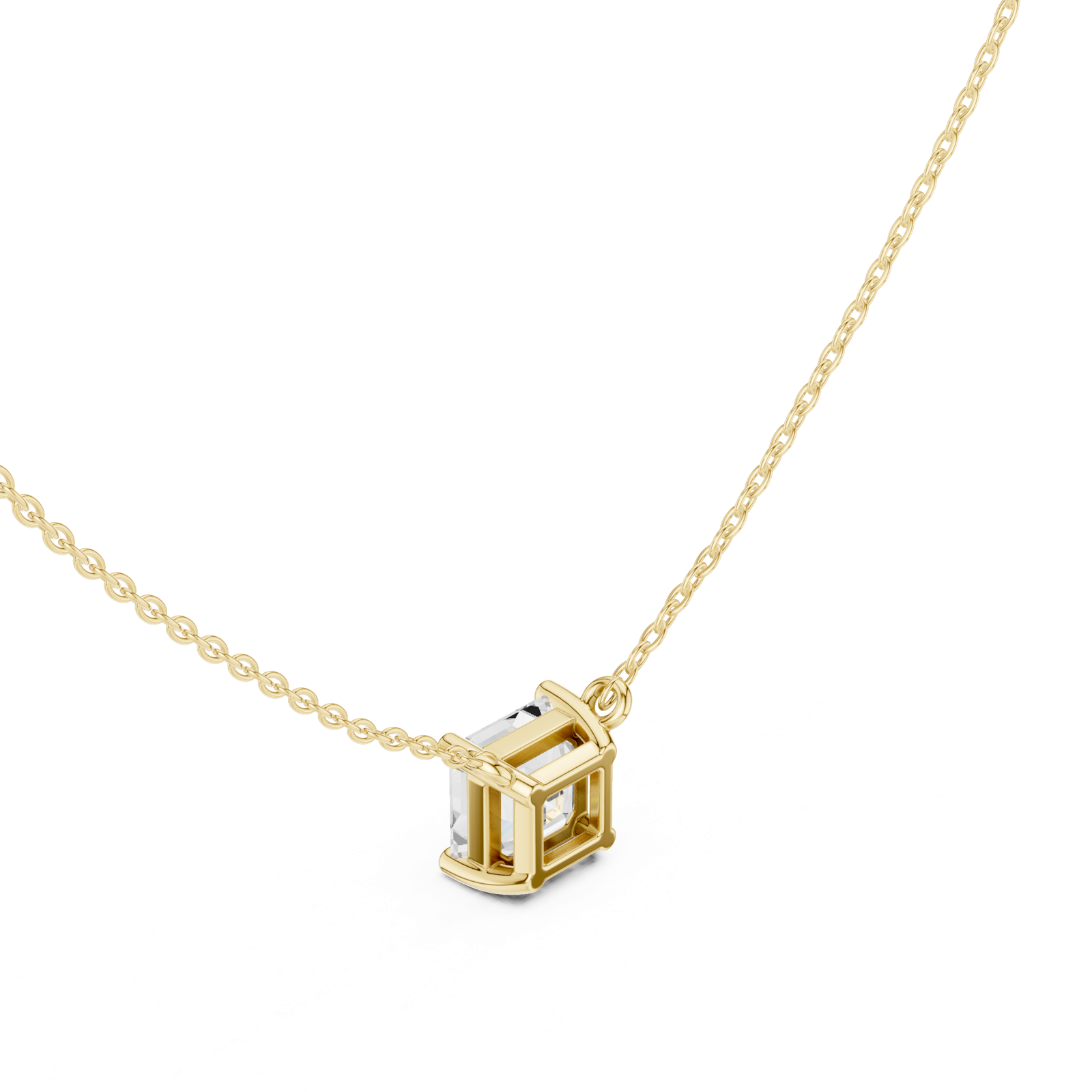 Gold Jewelry, Asscher center stone, Yellow Gold, view 2