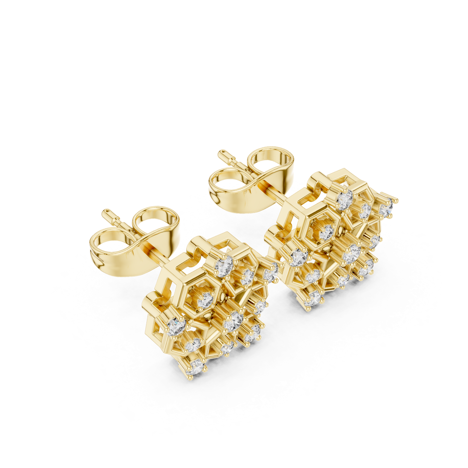 Gold Earrings AGDER-299-RPT, Yellow Gold, view 2