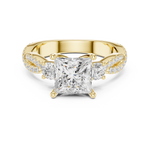 Gold Ring DDLR-281, Princess center stone, Yellow Gold, view 4