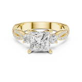 Gold Ring DDLR-281, Princess center stone, Yellow Gold, view 4