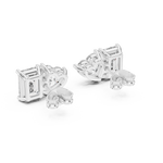 14K Solid Gold Lab Diamond Cluster Earrings, White Gold, view 3