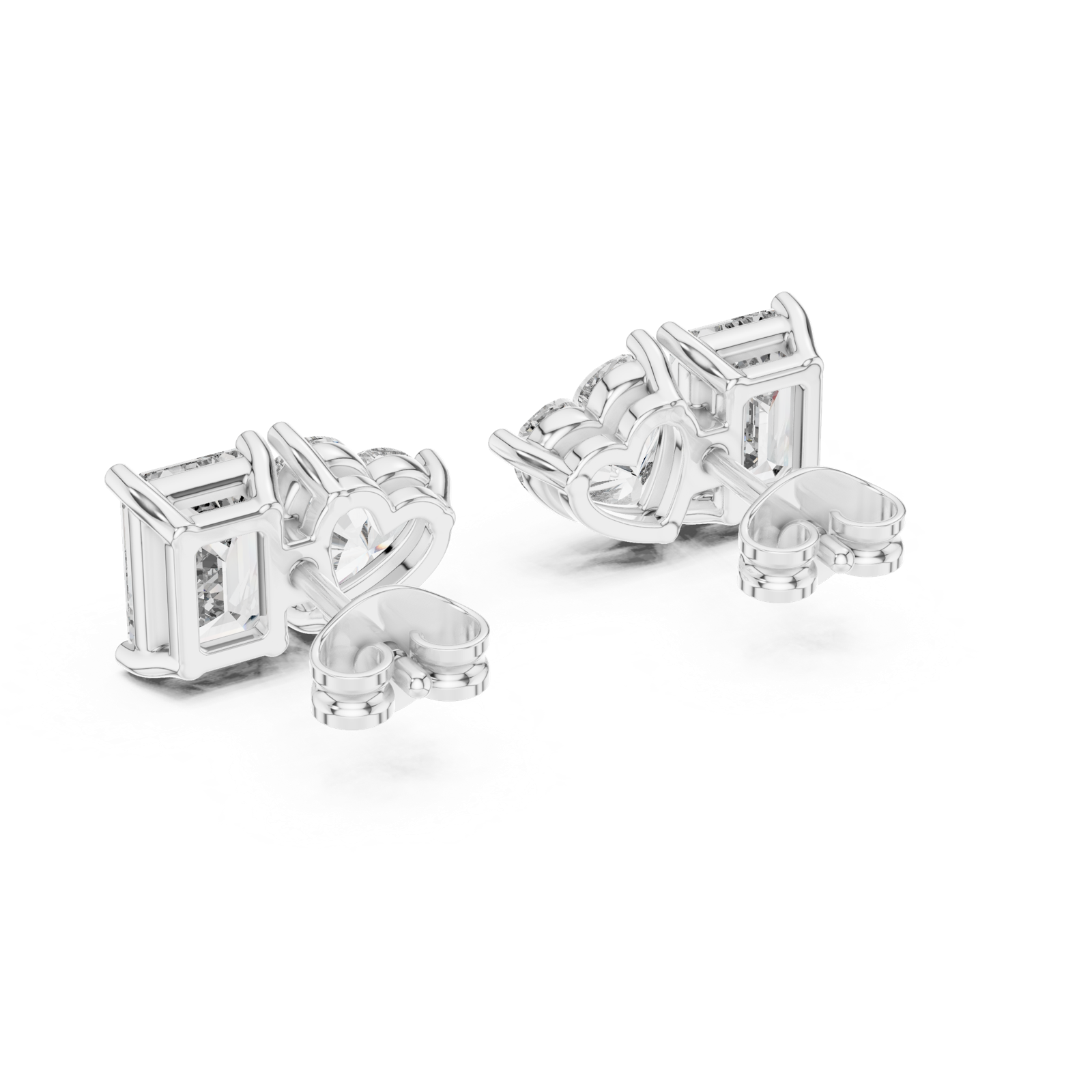 14K Solid Gold Lab Diamond Cluster Earrings, White Gold, view 3