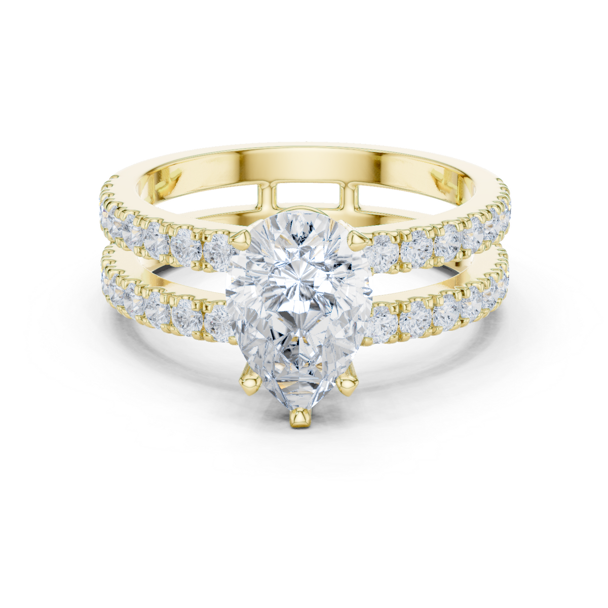 14K Solid Gold Lab Diamond Solitaire Ring, Yellow Gold