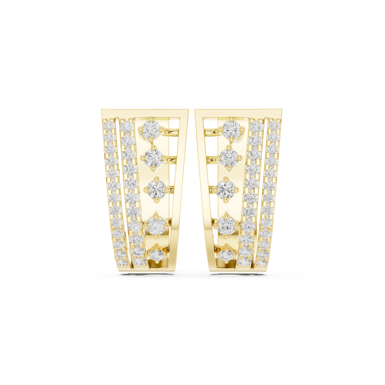 14K Solid Gold Lab Diamond Cluster Earrings, Yellow Gold