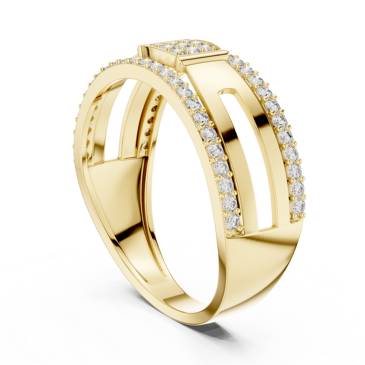 14K Solid Gold Lab Diamond Band Ring, Yellow Gold, view 1