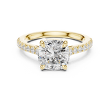 Gold Ring DDLR-039, Cushion center stone, Yellow Gold, view 4
