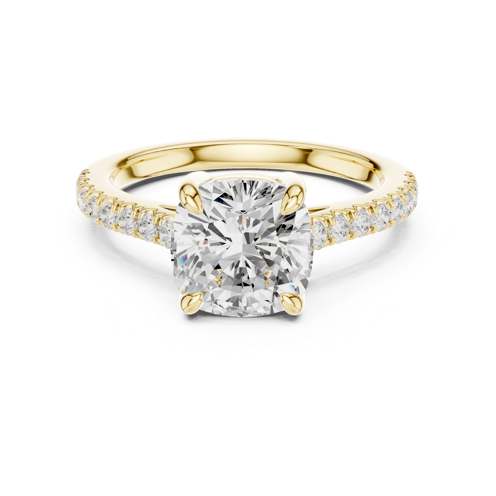 Gold Ring DDLR-039, Cushion center stone, Yellow Gold, view 4