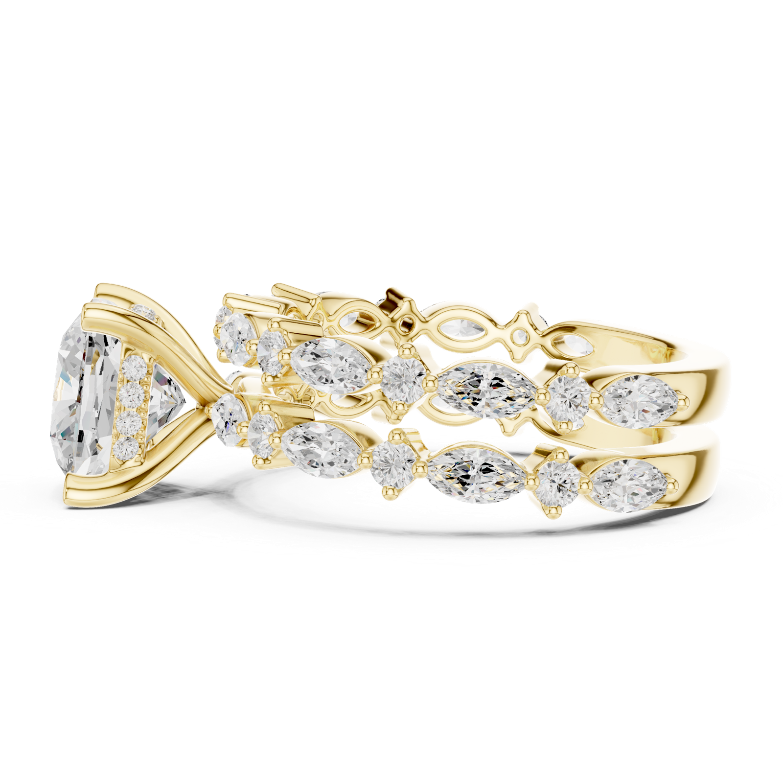 Gold Ring DDLR-301, Cushion center stone, Yellow Gold, view 3